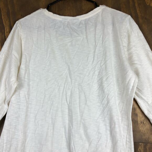 Chicos Womens Blouse Cream Half Zebra Half Leopard Chain Sequin 3/4 Sleeve 2 (L) - Picture 11 of 13